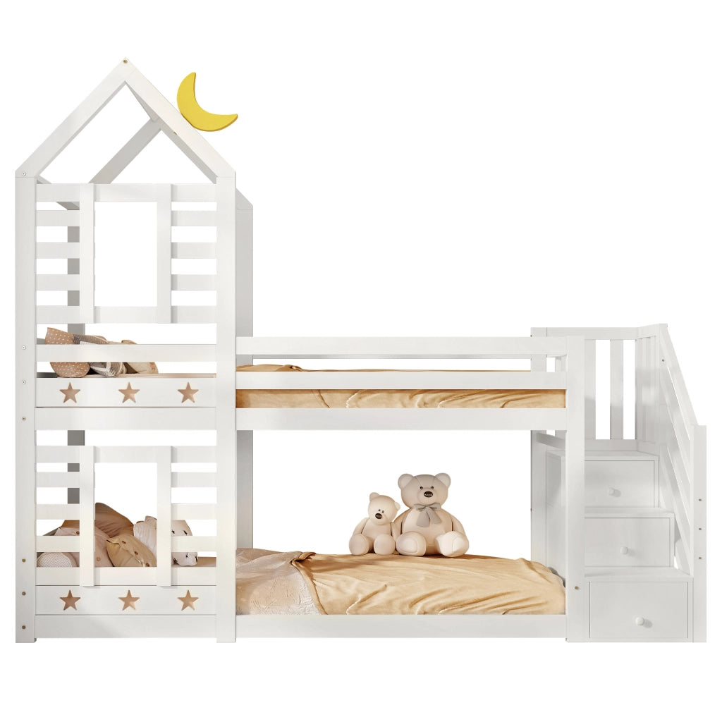 Letto a castello con funzione letto e contenitore in legno 90x200 cm