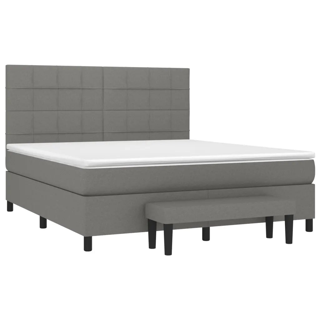 Giroletto a Molle con Materasso Grigio Scuro 180x200 cm Tessuto