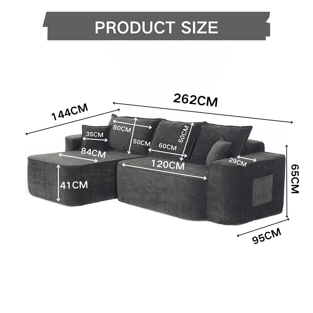 Divano angolare modulare - Xylo - 264 cm - Nero - Seduta profonda XXL senza montaggio