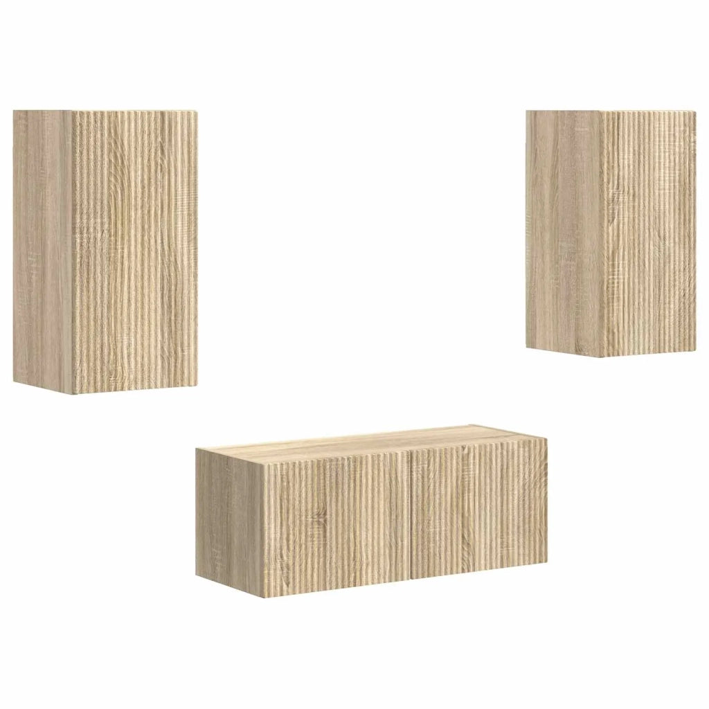 Set mobile TV 2 pz-Credenza per TV Rovere Sonoma Legno multistrato 358657