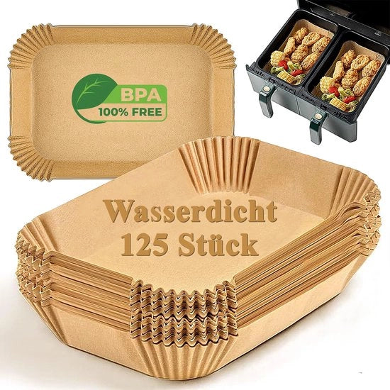 Papier per Airfryer Dual Chamber 125 pezzi Accessori per Airfryer EU, Papier da forno da buttare, Papier per forno con 8,5 l, Tower 9 l