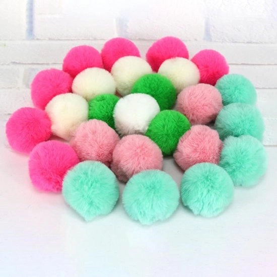 Pomponi in Kunstbont 4 cm - Decorazione per Feste - 10 Stuks