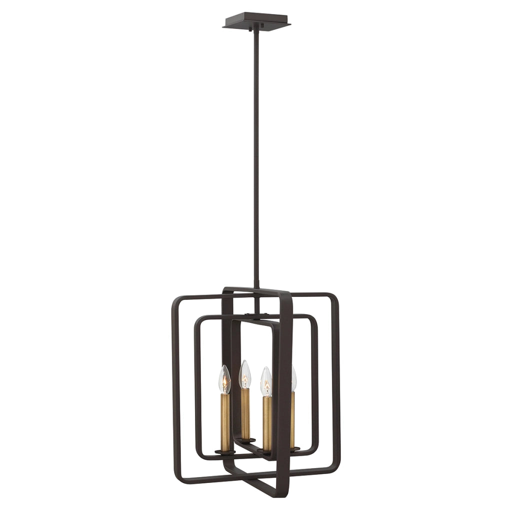 Lampadario Quentin bronzo 4 luci E14 stile candela
