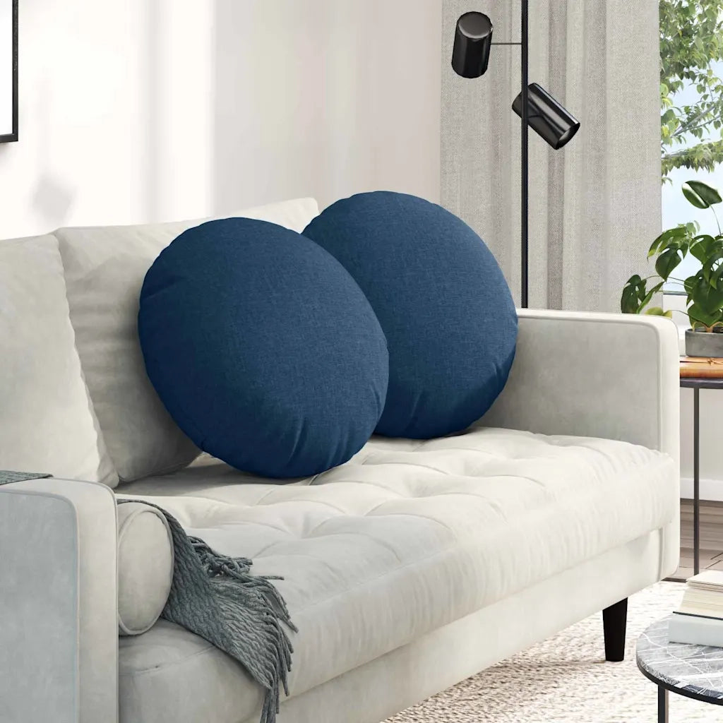 Cuscini per Seduta 2 pcs Blu Ø50 x 19 cm Tessuto 42014165