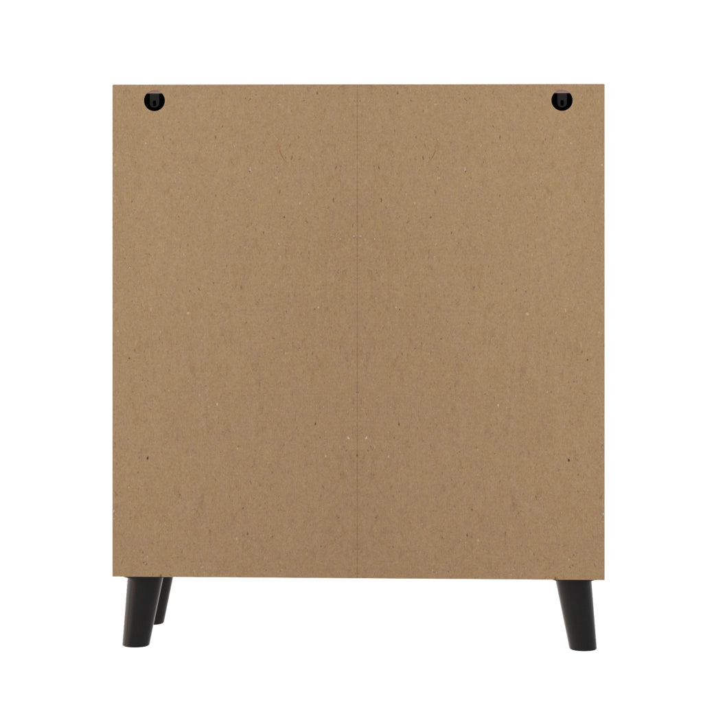 SCARPIERA 80x32x91 cm Effetto legno con motivo rattan, ante chiuse