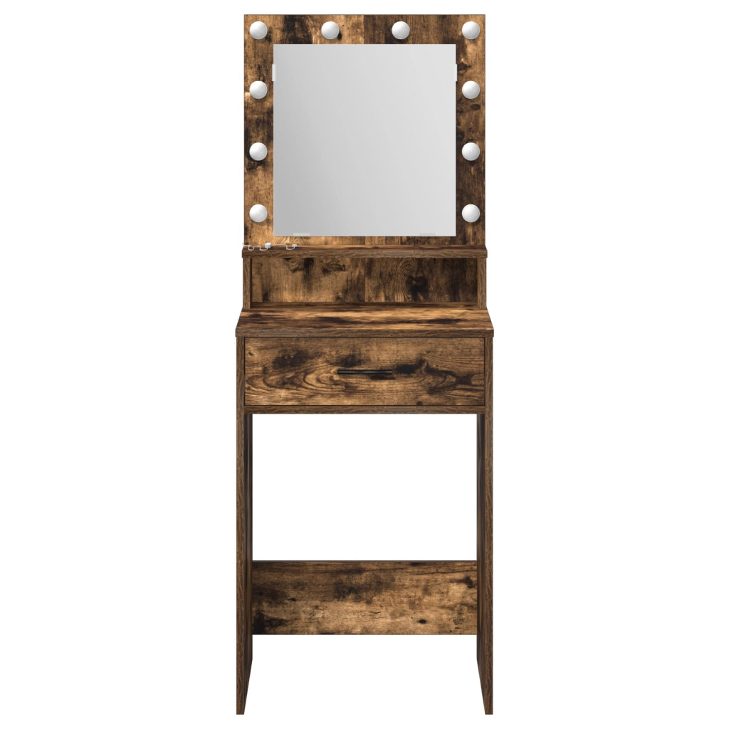 Tavolo da Trucco  con Luci a LED in Quercia Affumicata 50x41x135 cm