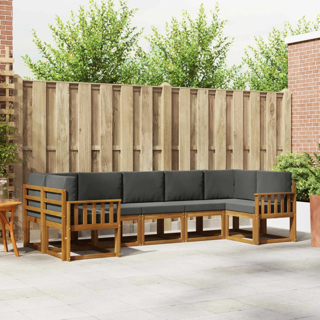 Set di divani da esterno con cuscino 7 pcs Naturale e Antracite