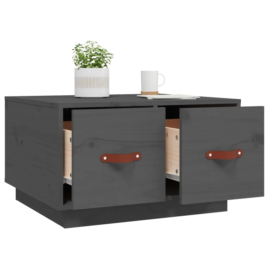 Tavolino da Salotto-Tavolino da soggiorno Grigio 60x53x35cm in Legno Massello di Pino
