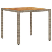 Tavolo Giardino | Tavolino da esterno Piano Legno Acacia Grigio 90x90x75cm Polyrattan