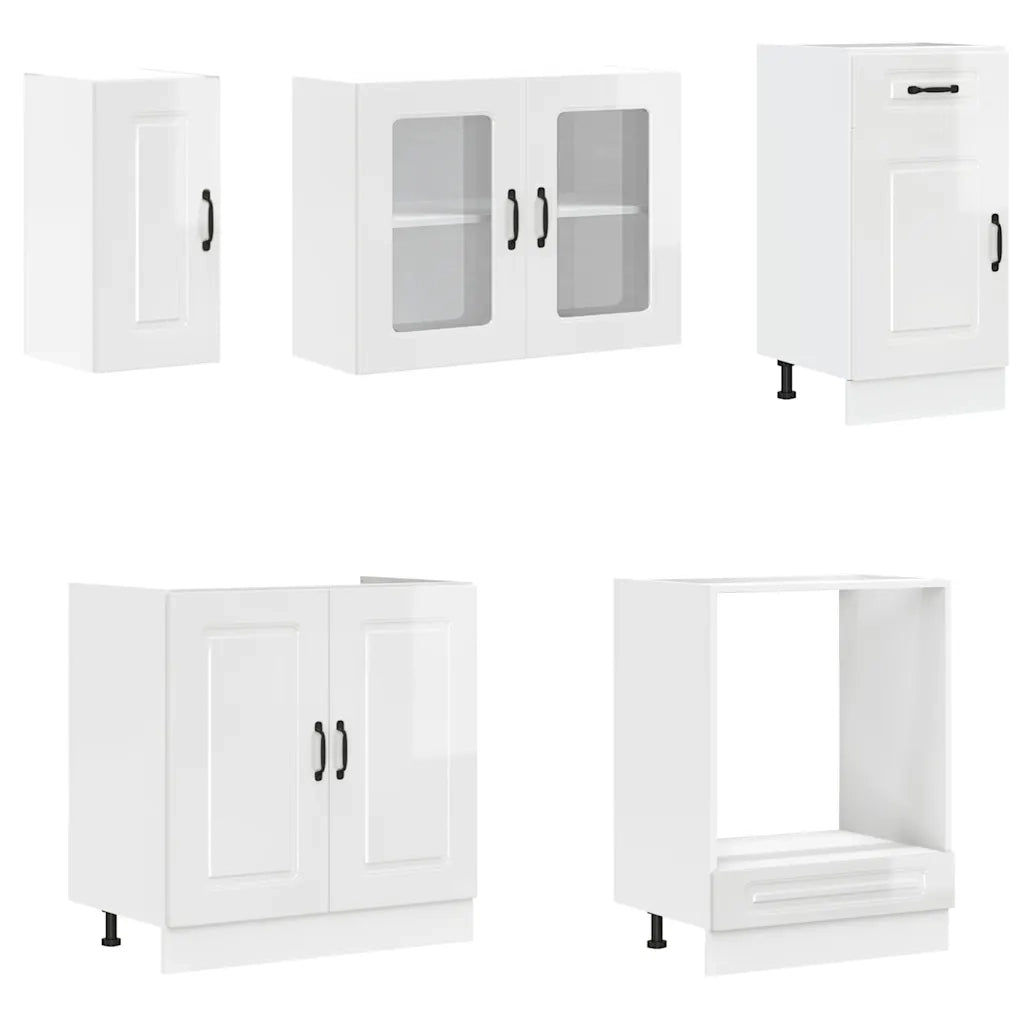 Set Mobili da Cucina 8 pz Kalmar Bianchi Lucido in Truciolato 3314793