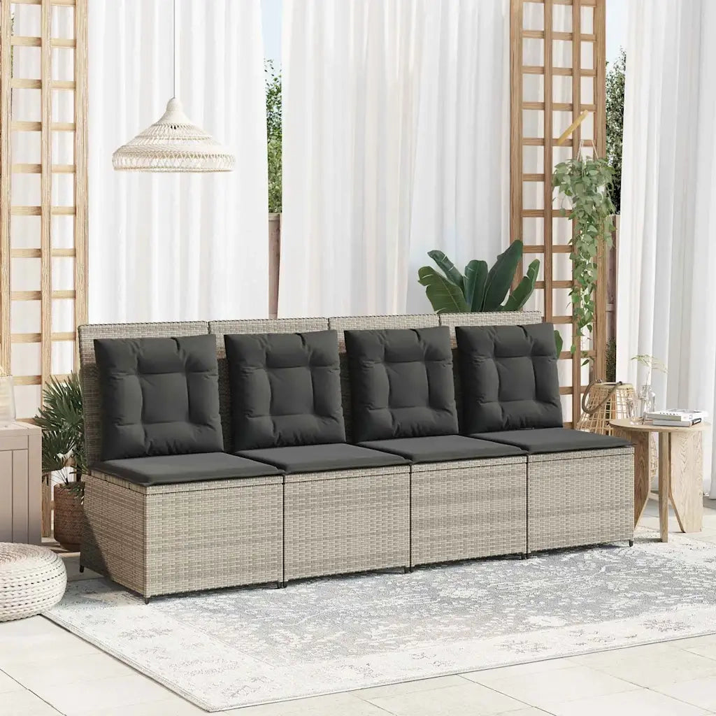 vidaXL Divano da giardino con cuscino Grigio chiaro Poly Rattan