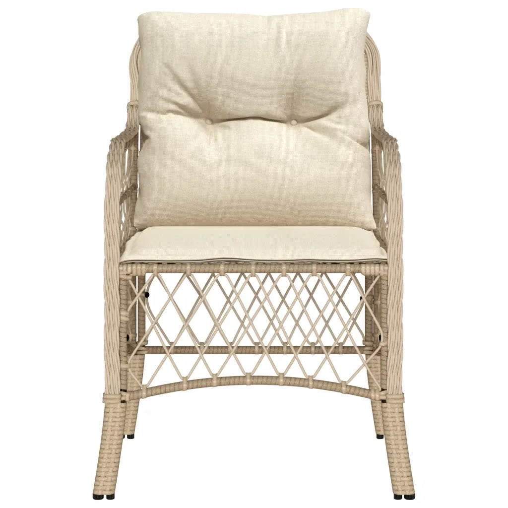 Sedie da Giardino con Cuscini 2 pz | Sedie da Esterno Beige in Polyrattan