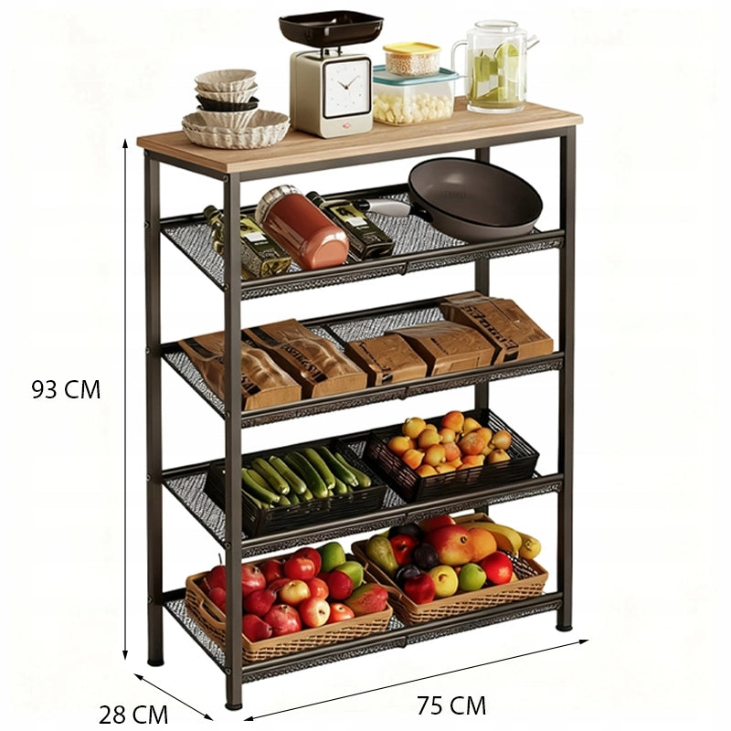 Scaffale mobile da cucina marrone chiaro industriale legno retrò mensola loft 75 cm