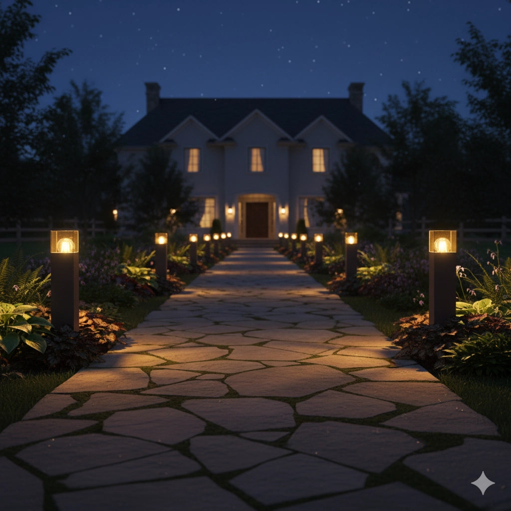 Paletto da Giardino LED con Attacco E27 IP44 – Lampada da Esterno H 44 cm Marrone con Diffusore Acrilico Trasparente – Illuminazione Vialetti, Terrazzi e Giardini – Compatibile Lampadina LED max 12W