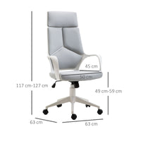 EasyComfort Sedia da Ufficio con Funzione Dondolo, Poltrona Presidenziale in Tessuto Regolabile e Girevole, 63x63x117-127 cm, Grigio