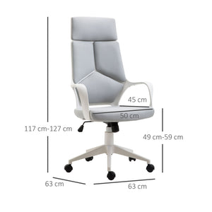 EasyComfort Sedia da Ufficio con Funzione Dondolo, Poltrona Presidenziale in Tessuto Regolabile e Girevole, 63x63x117-127 cm, Grigio