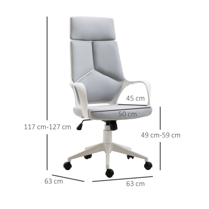 EasyComfort Sedia da Ufficio con Funzione Dondolo, Poltrona Presidenziale in Tessuto Regolabile e Girevole, 63x63x117-127 cm, Grigio
