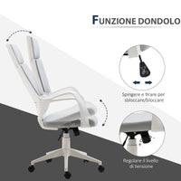 EasyComfort Sedia da Ufficio con Funzione Dondolo, Poltrona Presidenziale in Tessuto Regolabile e Girevole, 63x63x117-127 cm, Grigio