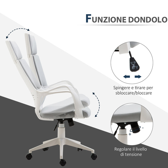 EasyComfort Sedia da Ufficio con Funzione Dondolo, Poltrona Presidenziale in Tessuto Regolabile e Girevole, 63x63x117-127 cm, Grigio