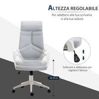 EasyComfort Sedia da Ufficio con Funzione Dondolo, Poltrona Presidenziale in Tessuto Regolabile e Girevole, 63x63x117-127 cm, Grigio