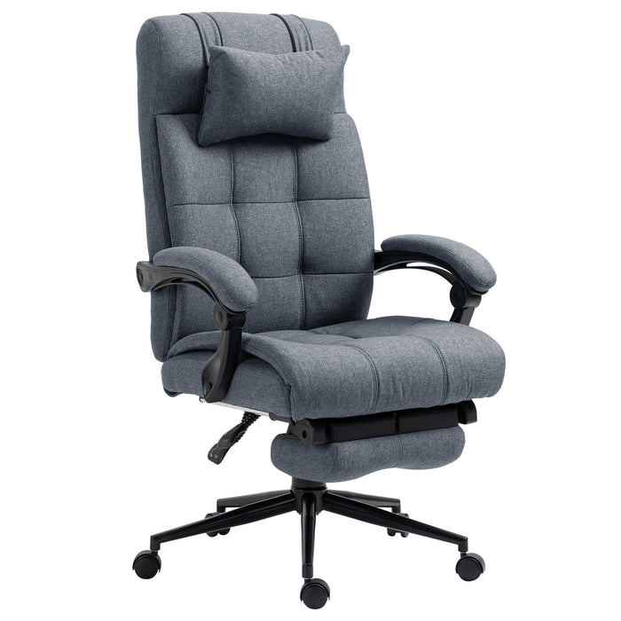 EasyComfort Sedia da Ufficio Ergonomica Reclinabile, Sedia Direzionale con Schiena Alta, Poltrona Ufficio con Poggiatesta e Poggiapiedi Estraibile, 66x70x116-124cm, Grigio