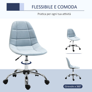 EasyComfort Sedia da Ufficio Ergonomico, Sedia Girevole Scrivania, Regolabile Senza Braccioli, Azzurro, 59x59x81-91cm