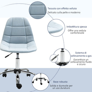 EasyComfort Sedia da Ufficio Ergonomico, Sedia Girevole Scrivania, Regolabile Senza Braccioli, Azzurro, 59x59x81-91cm