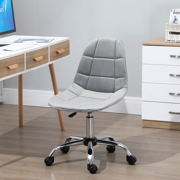 Easycomfort Sedia Girevole , Design Ergonomico e Regolabile Senza Braccioli, Grigio, 59x59x81-91cm