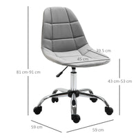 Easycomfort Sedia Girevole , Design Ergonomico e Regolabile Senza Braccioli, Grigio, 59x59x81-91cm