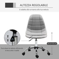 Easycomfort Sedia Girevole , Design Ergonomico e Regolabile Senza Braccioli, Grigio, 59x59x81-91cm