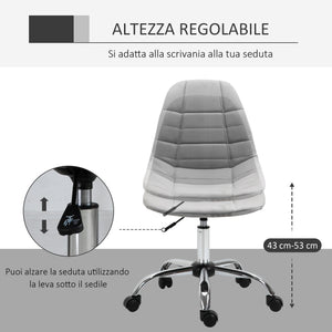 Easycomfort Sedia Girevole , Design Ergonomico e Regolabile Senza Braccioli, Grigio, 59x59x81-91cm