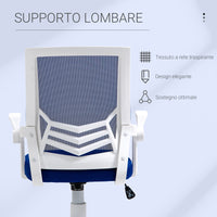 EASYCOMFORT  Sedia da Ufficio Ergonomica con Braccioli e Supporto Lombare Altezza Regolabile in Tessuto - Blu
