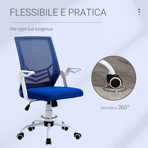 EASYCOMFORT  Sedia da Ufficio Ergonomica con Braccioli e Supporto Lombare Altezza Regolabile in Tessuto - Blu