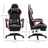 Easycomfort Sedia da Gaming ad Altezza Regolabile con Poggiatesta, 65x65x121-129 cm, Rosa e Nero