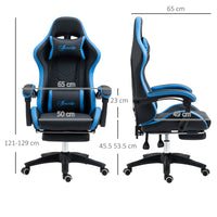 Easycomfort Sedia da Gaming con Altezza Regolabile e Schienale Reclinabile, 65x65x121-129 cm, Blu e Nero
