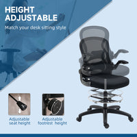 Easycomfort Sedia da Ufficio Ergonomica in Tessuto Traspirante con Altezza Regolabile e Braccioli Ribaltabili, 59x65x110-130 cm