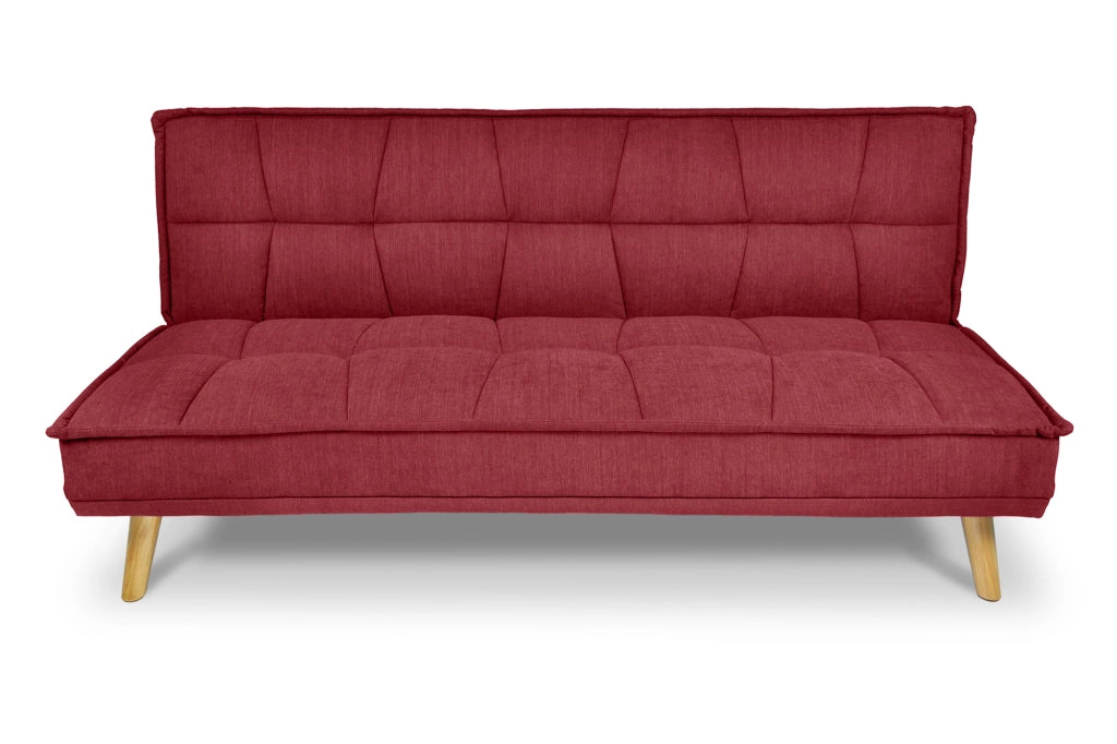 Divano letto clic clac in tessuto vellutato bordeaux, divano 3 posti - Bart - DL-BA21FBC