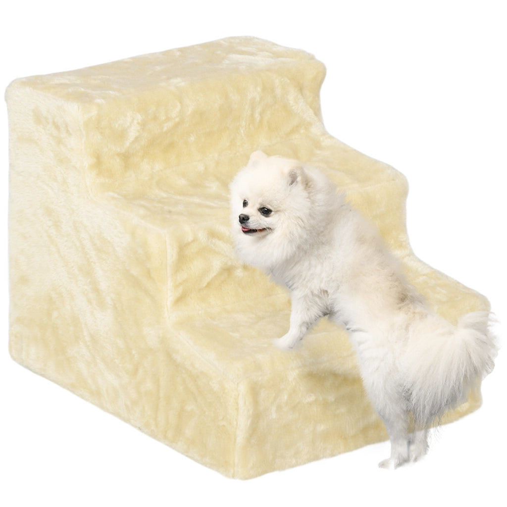 Scala per Cani 3 Gradini con Copertura Lavabile ¨C zephmum ¨C 46x35x35 cm Beige