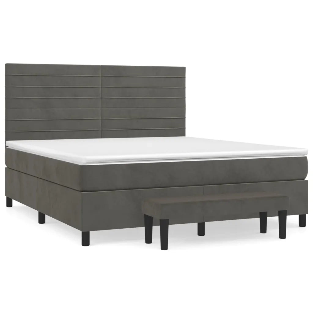 Giroletto a Molle con Materasso Grigio Scuro 180x200 cm Velluto 3137918