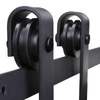 Kit per Porta Scorrevole in Stile Rustico con Binario 200cm e Rotelle, Nero