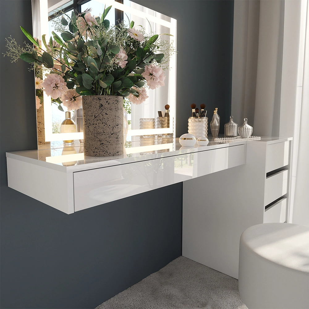 Vicco Tavolo da toeletta Bianco 100 cm 4 parti