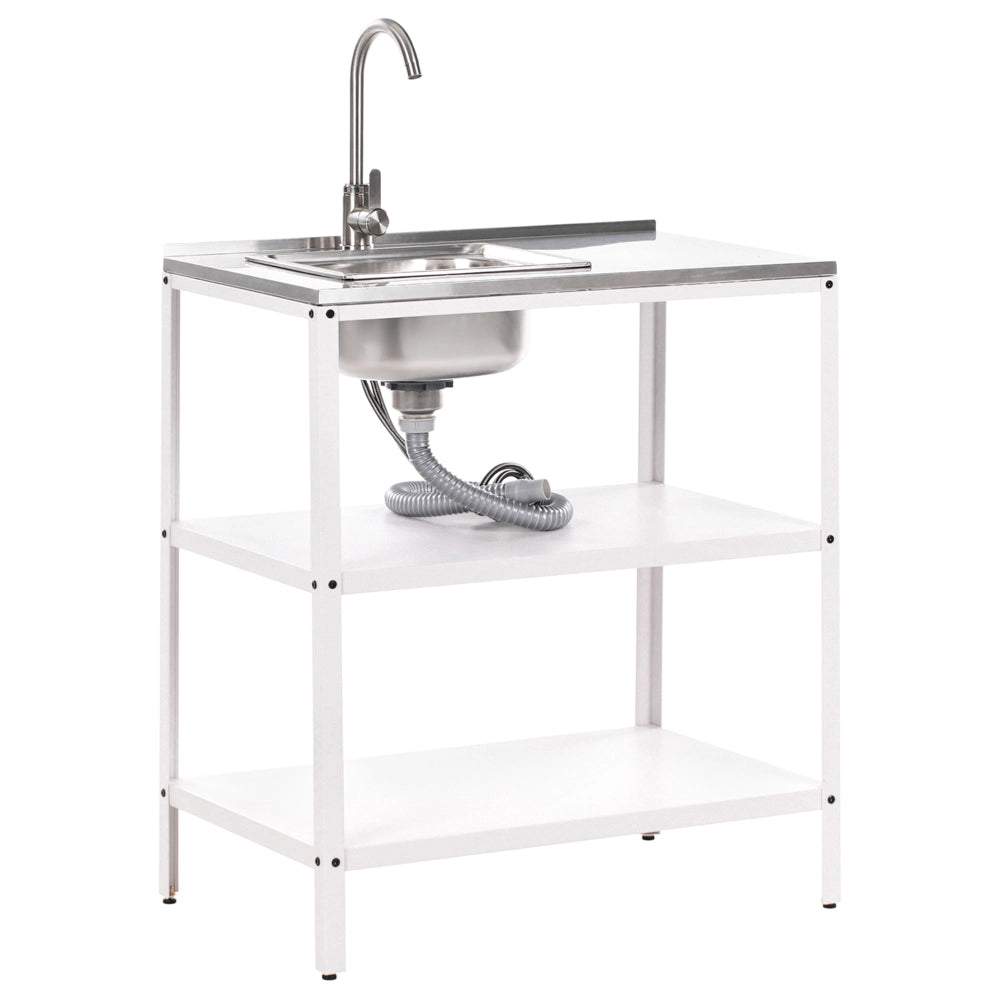 Set di cucina da esterno 2 elementi in acciaio inox bianco 2 isole da cucina lavello a leva cucina da esterno