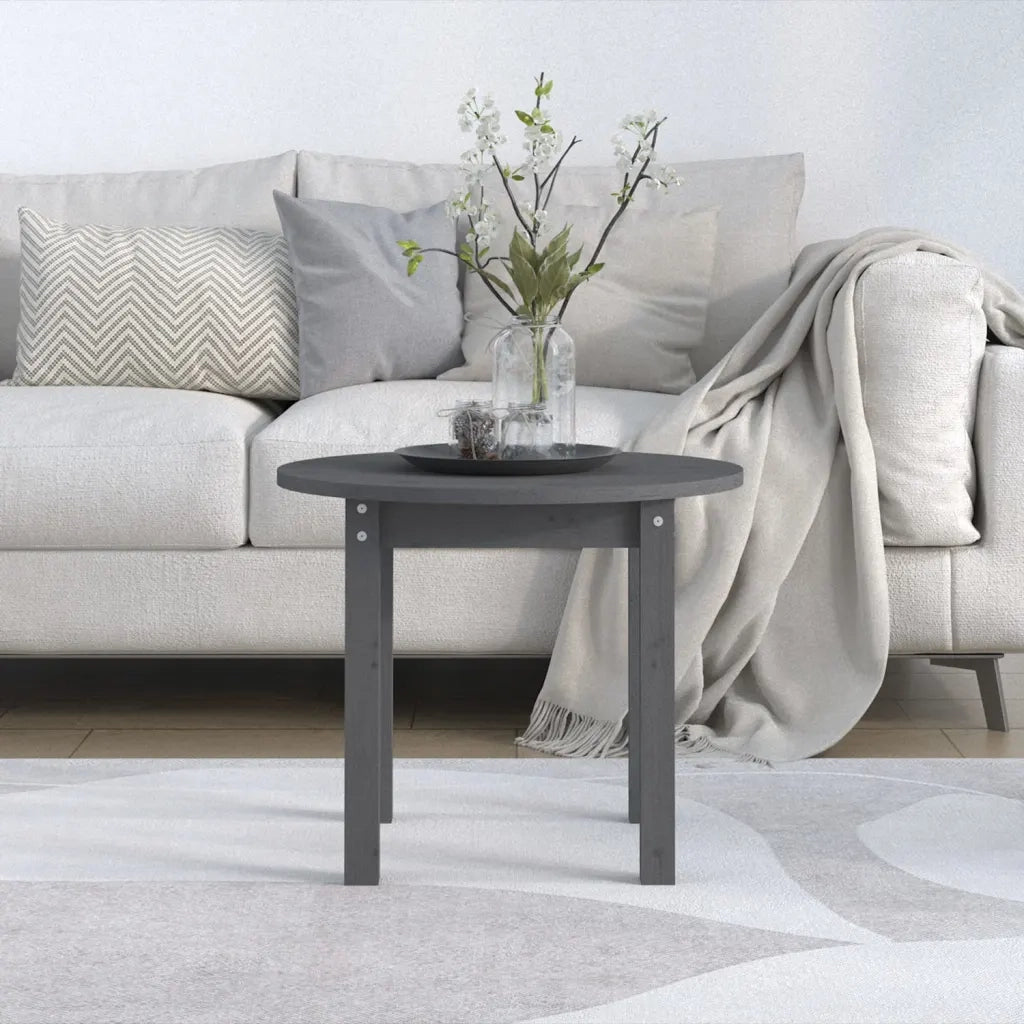 Tavolino da Salotto Grigio Ã˜ 55x45 cm in Legno Massello di Pino cod mxl 5540