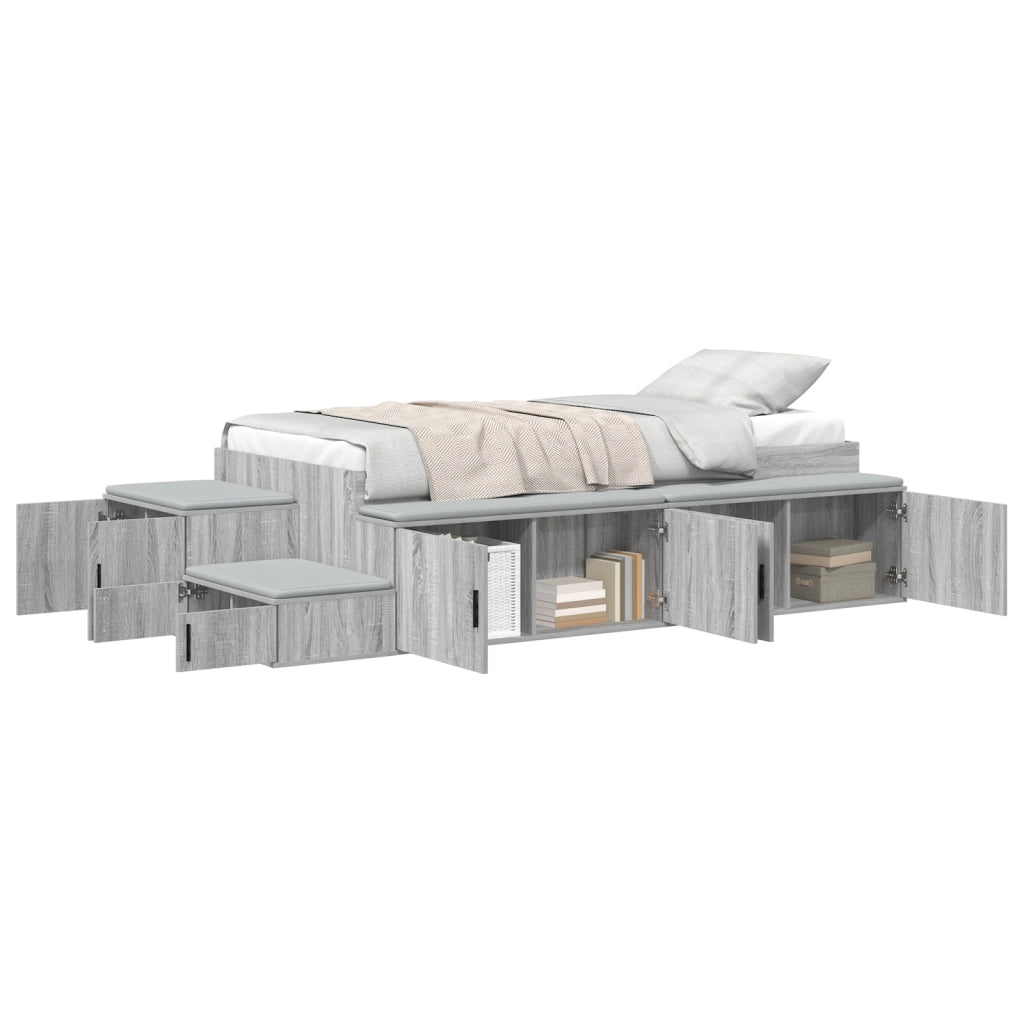 Struttura Letto di Stoccaggio Grigio Sonoma 75x190 cm