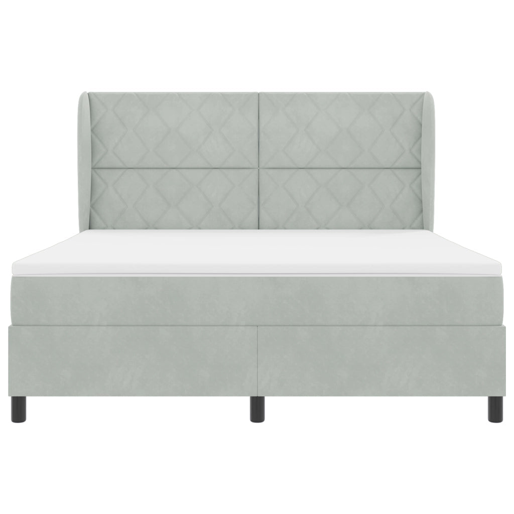 Letto Box Spring con Materasso Grigio Chiaro 180x200 cm in Velluto