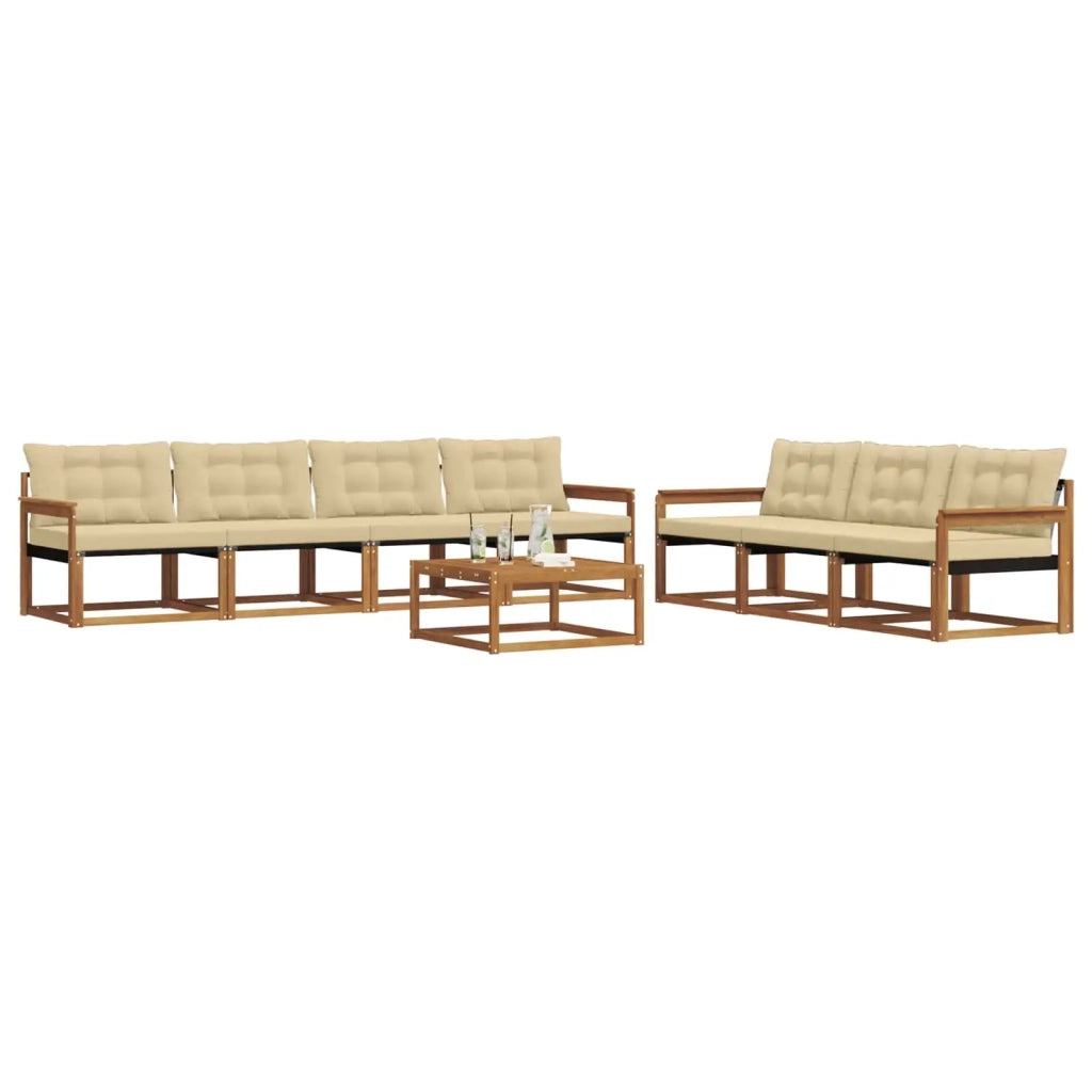 Set di divani da esterno con cuscino 8 pcs Naturale e Beige 3369260