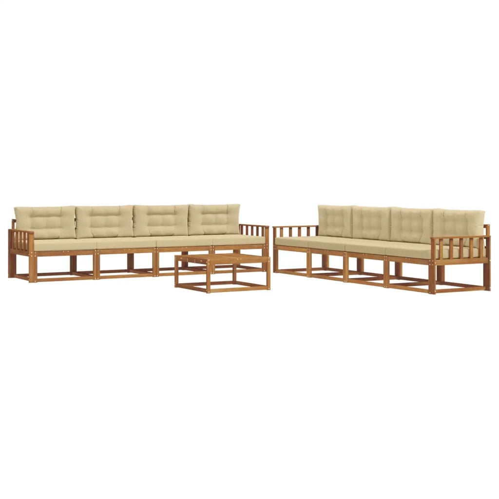 Set di divani da esterno con cuscino 9 pcs Naturale e Beige 3367366