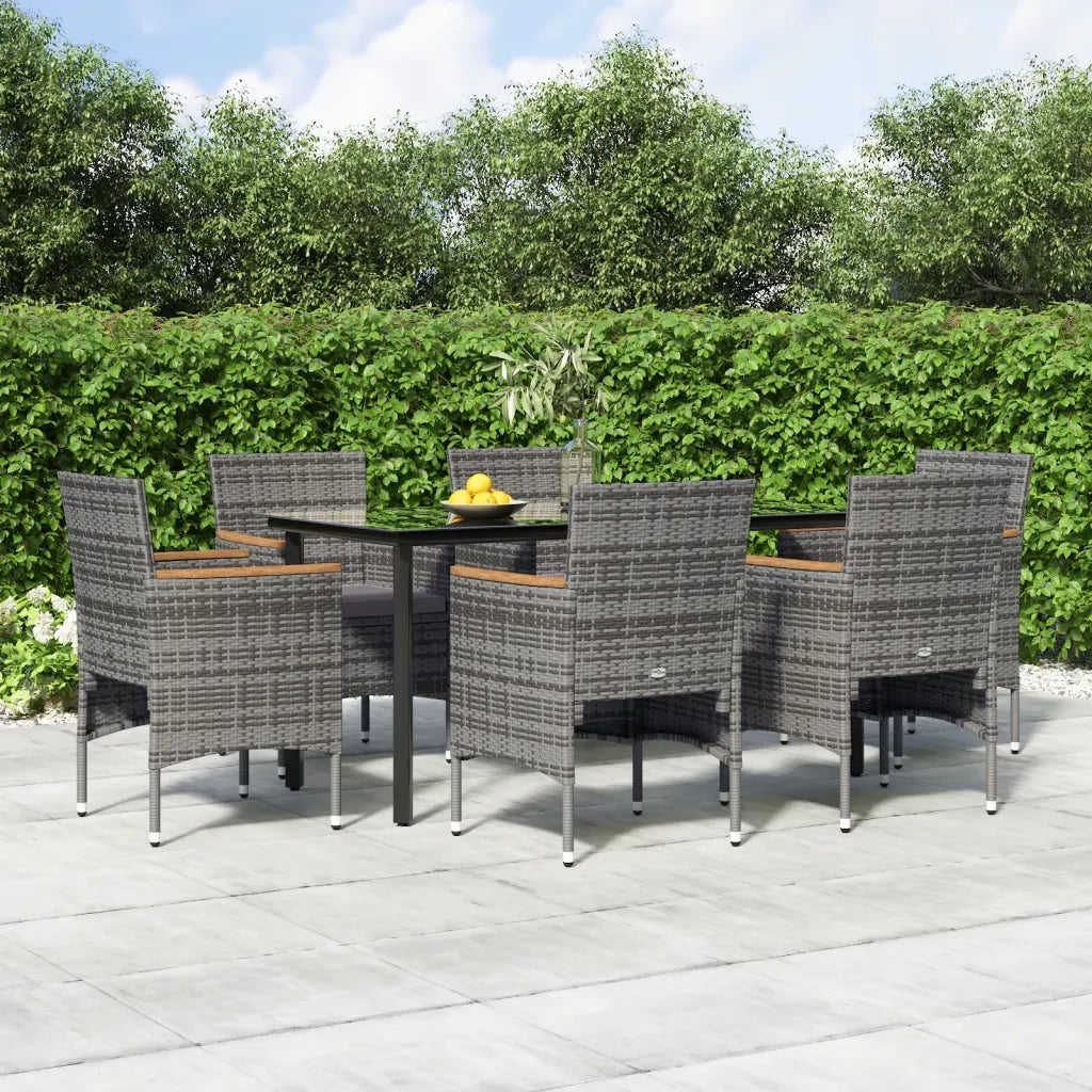Set da Pranzo da Giardino 7 pz con Cuscini Grigio e Nero cod mxl 35866