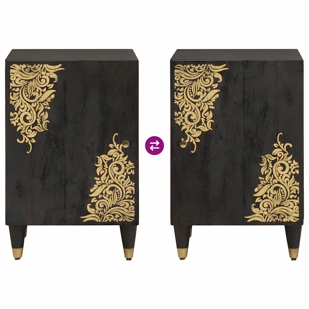 Mobile da Bagno | Armadio da bagno Nero 38 x 33 x 58 cm Legno di mango massello
