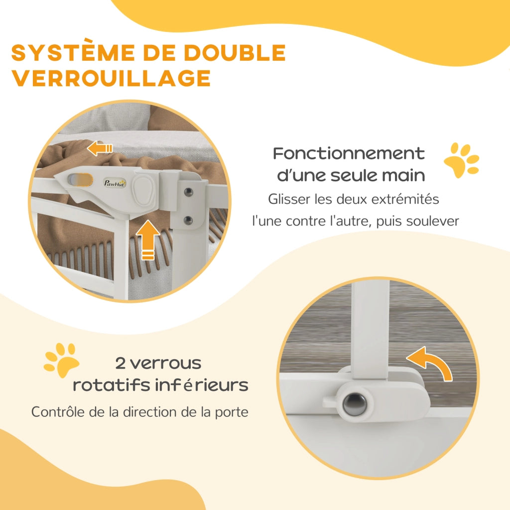 Cancelletto di sicurezza per cani estensibile con doppio blocco ¨C Xylo ¨C 74-80 x 76 cm bianco